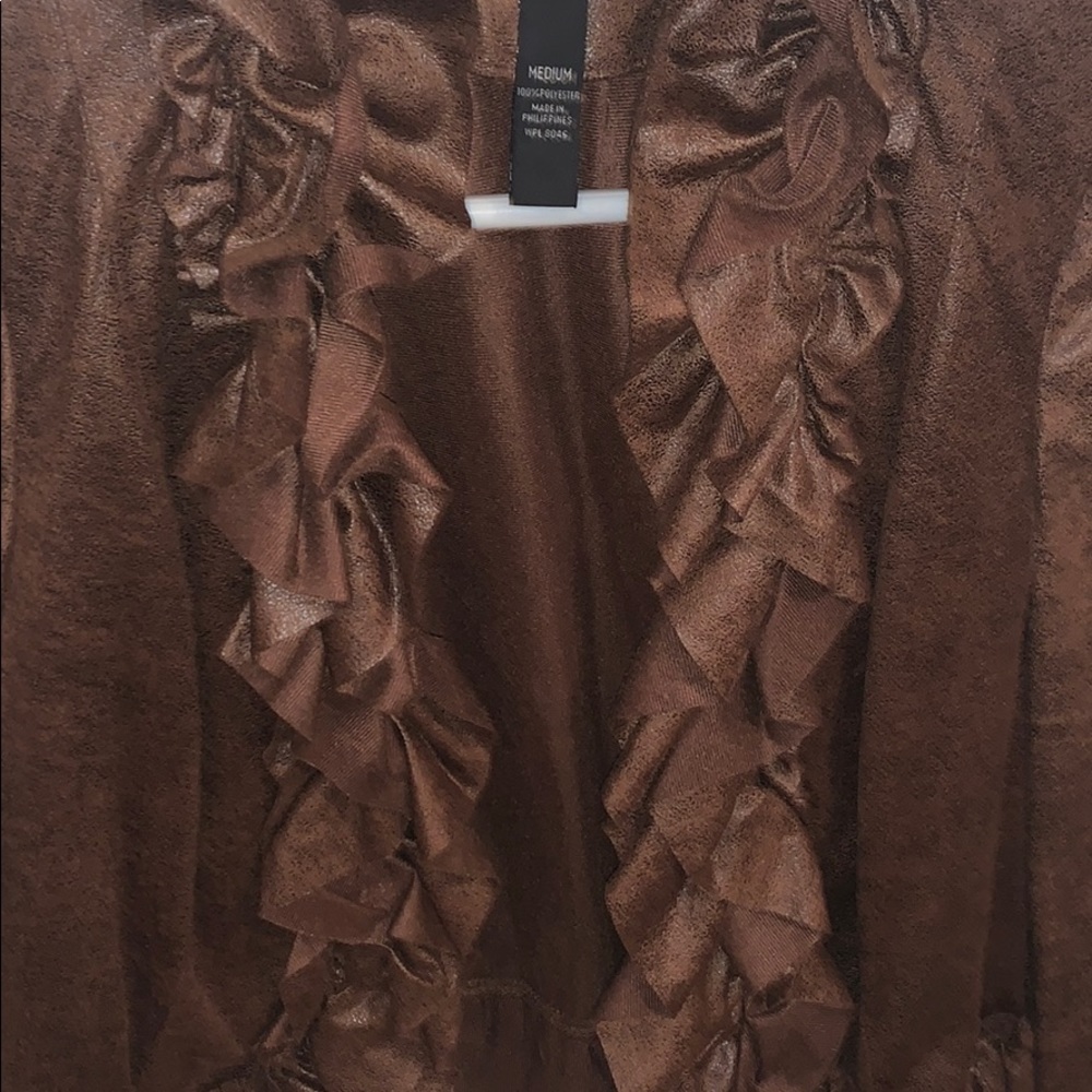 🍂Cognac Ruffled Blazer🍂 - Picture 3 of 4